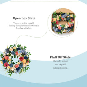 Vivimemo artificial flower wreath shows lush green leaves for year-long charm