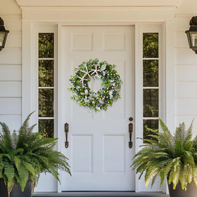 Vivimemo compact entryway wreath 22inch green adds full visual focus.