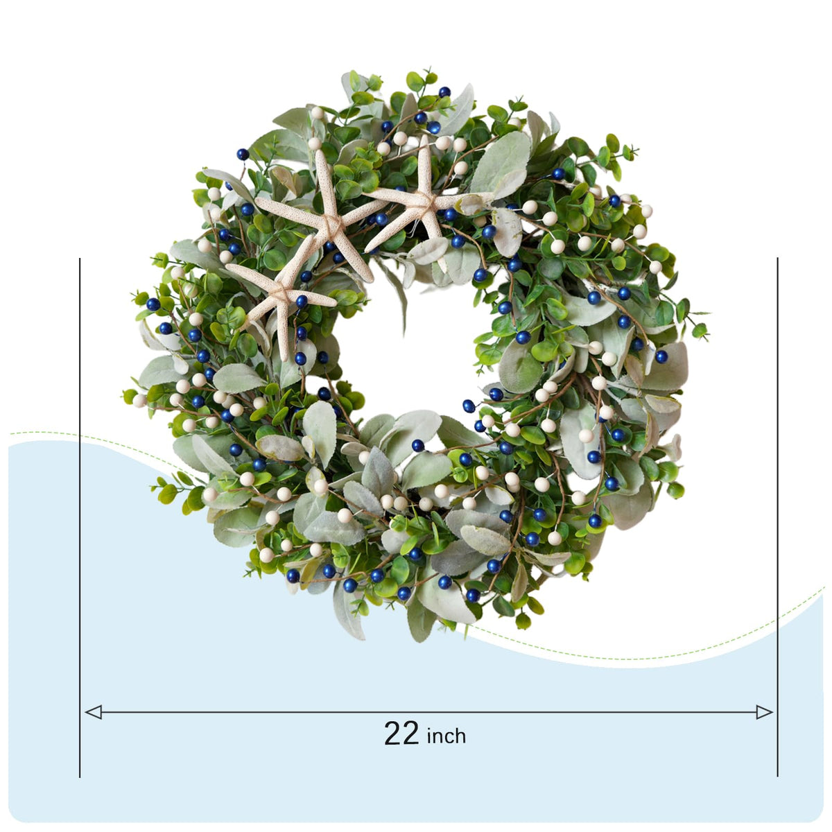 Vivimemo durable artificial wreath suitable for indoor or outdoor use.