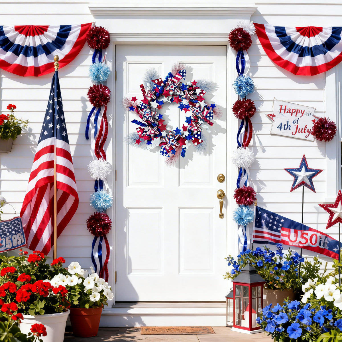 Fireworks accents on Vivimemo wreath brightening holiday decor and celebrations