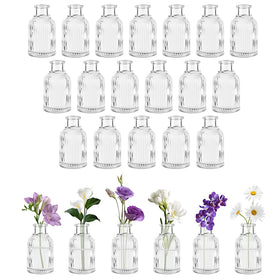 VIVIRENOIR glass bud vase set: clear ribbed vases ideal for elegant centerpieces.