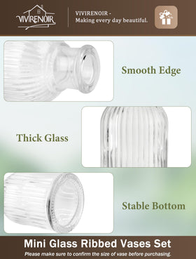 VIVIRENOIR glass bud vase set suits weddings and home decor.