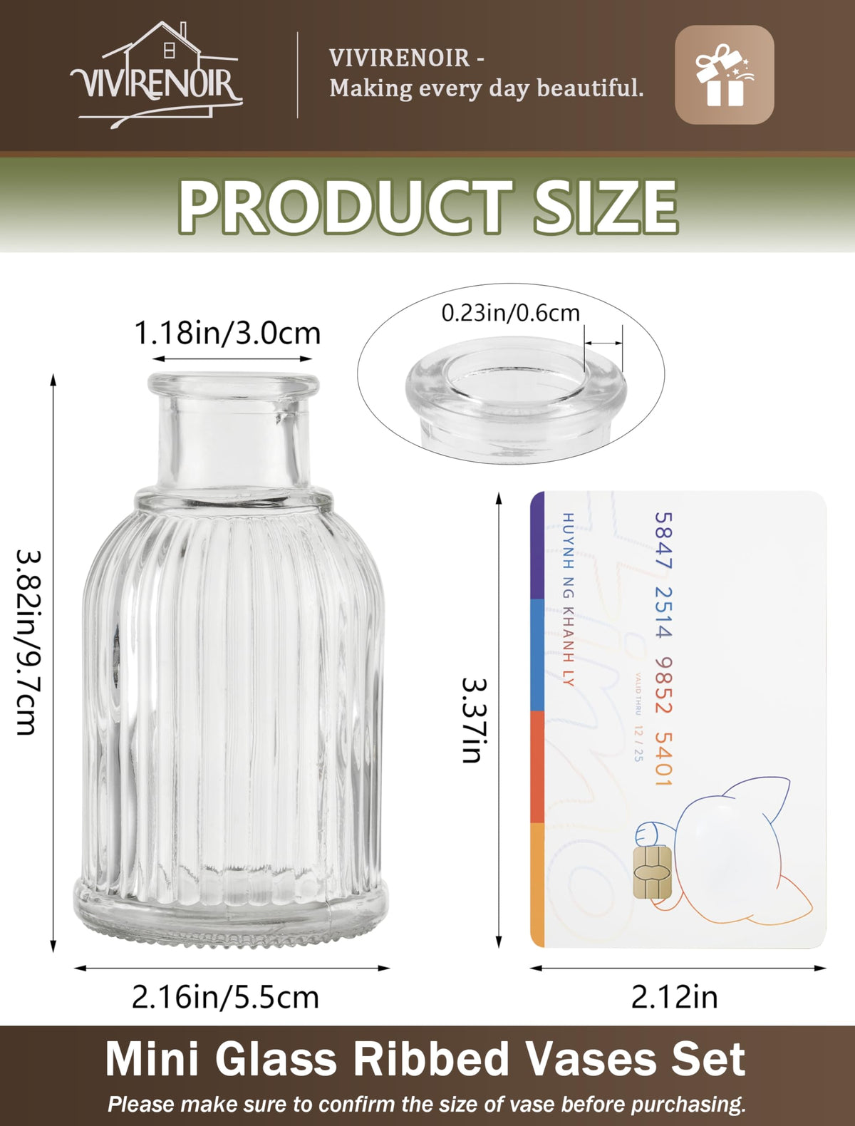 VIVIRENOIR glass bud vase set ships in reinforced packaging.
