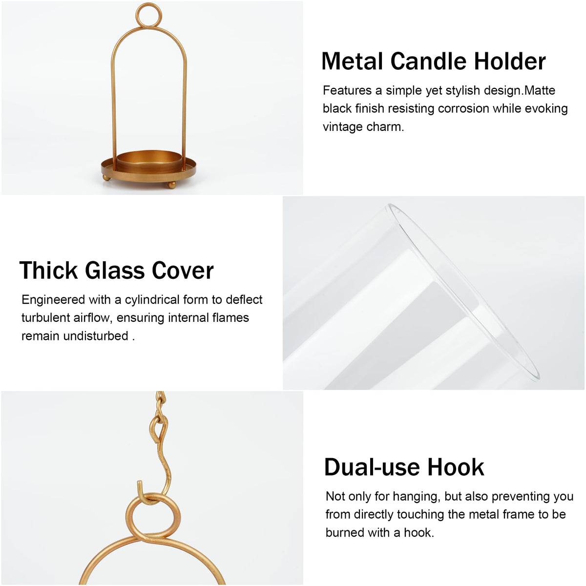 Durable glass and metal construction of the VIVIRENOIR lanterns.