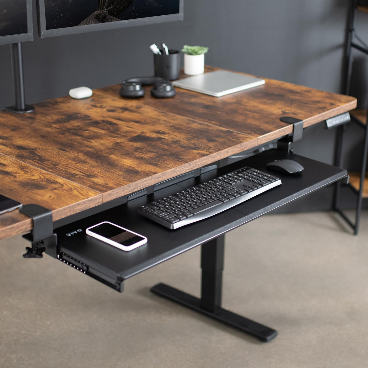 VIVO MOUNT-KB15EB clamps securely attach to your desk without damage