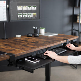 VIVO MOUNT-KB15EB tray extension reaches the desk edge for easy access