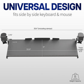 VIVO MOUNT-KB15EB ergonomic sliding tray offers comfortable typing angle