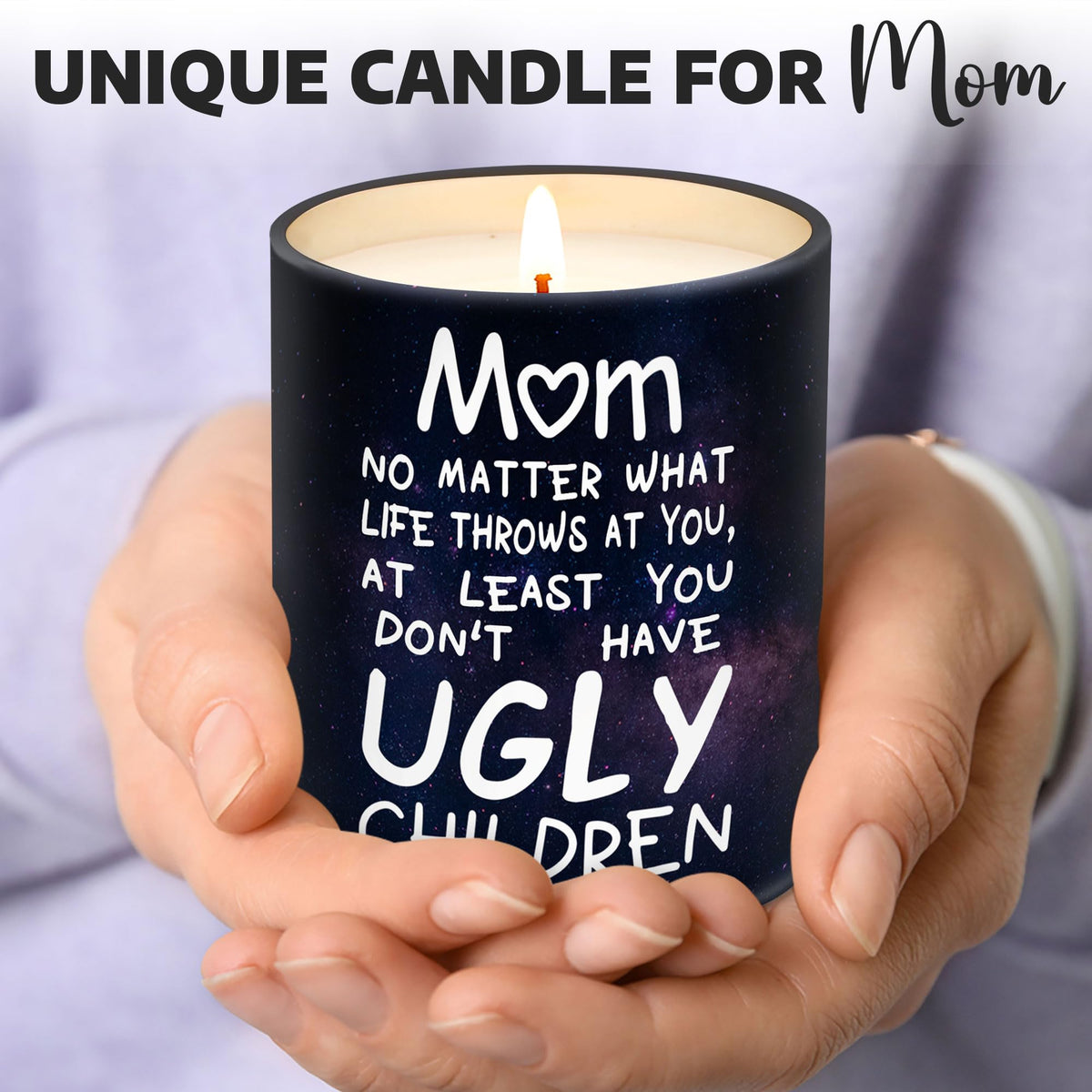 VIWIX Mother's Day candle jar close-up showing clean wax burn