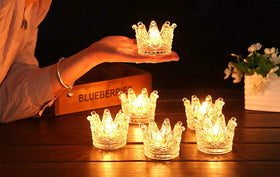 Vixdonos crown glass jewelry tray catching sunlight on dresser
