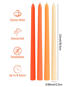 Viyffo 12-inch orange taper candles on a dining table centerpiece