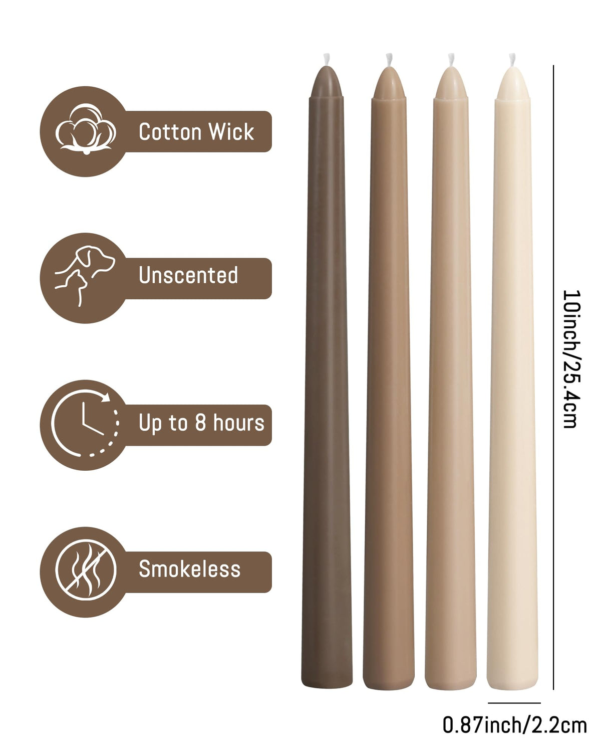 Viyffo unscented taper candle with 8-hour burn for weddings