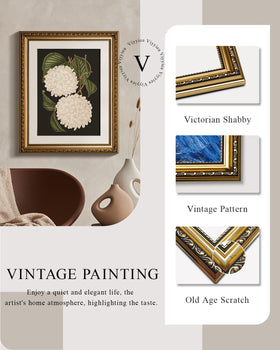 VIYYIEA gold framed floral canvas offers versatile wall decor for bathrooms or kitchens.