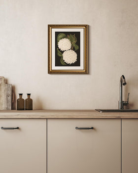 VIYYIEA white hydrangea canvas art enhances bedrooms with soft, calming floral detail.