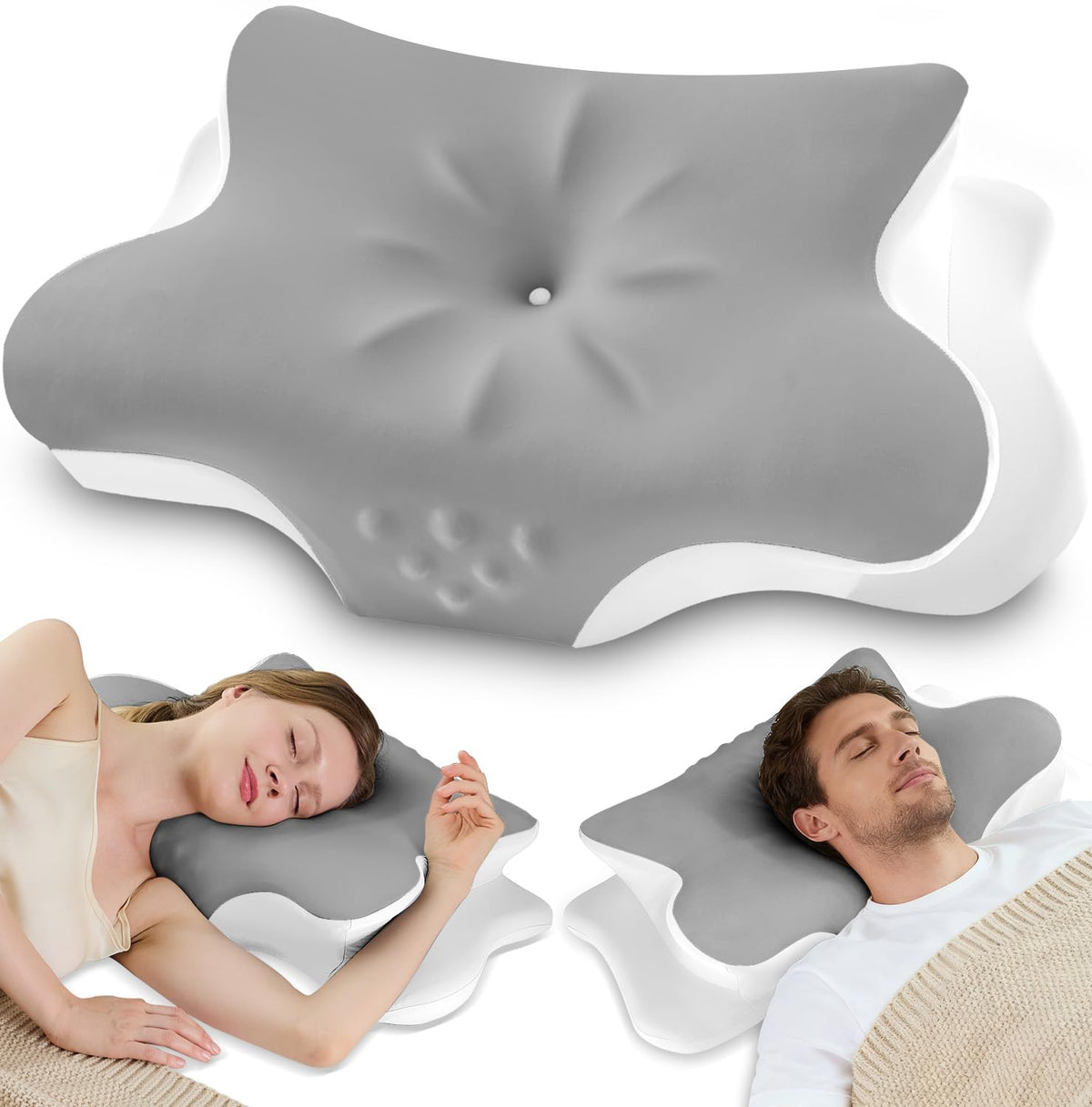 VJASD cervical neck pillow contour supports proper alignment for side sleepers.