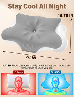 VJASD high-density memory foam core provides durable, responsive neck support.