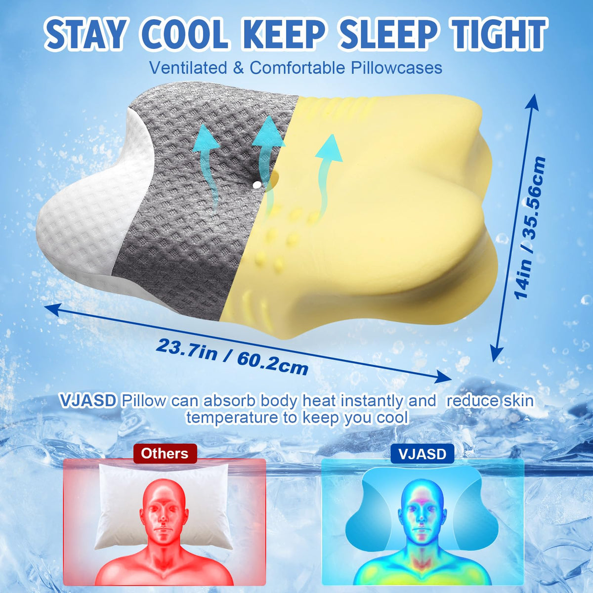 VJASD breathable pillowcase with removable zipper supports easy cleaning and comfort.
