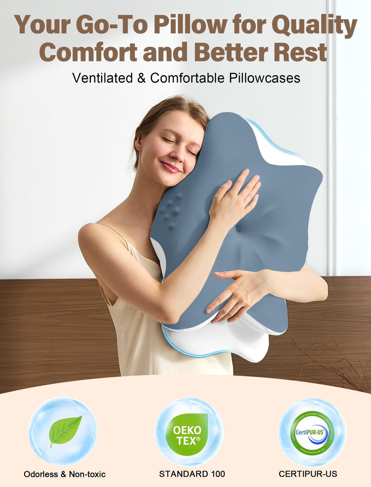 VJASD center neck curve and side wings deliver relaxed shoulder comfort