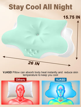 VJASD Cervical Neck Pillow back view highlighting neck alignment for back sleepers.