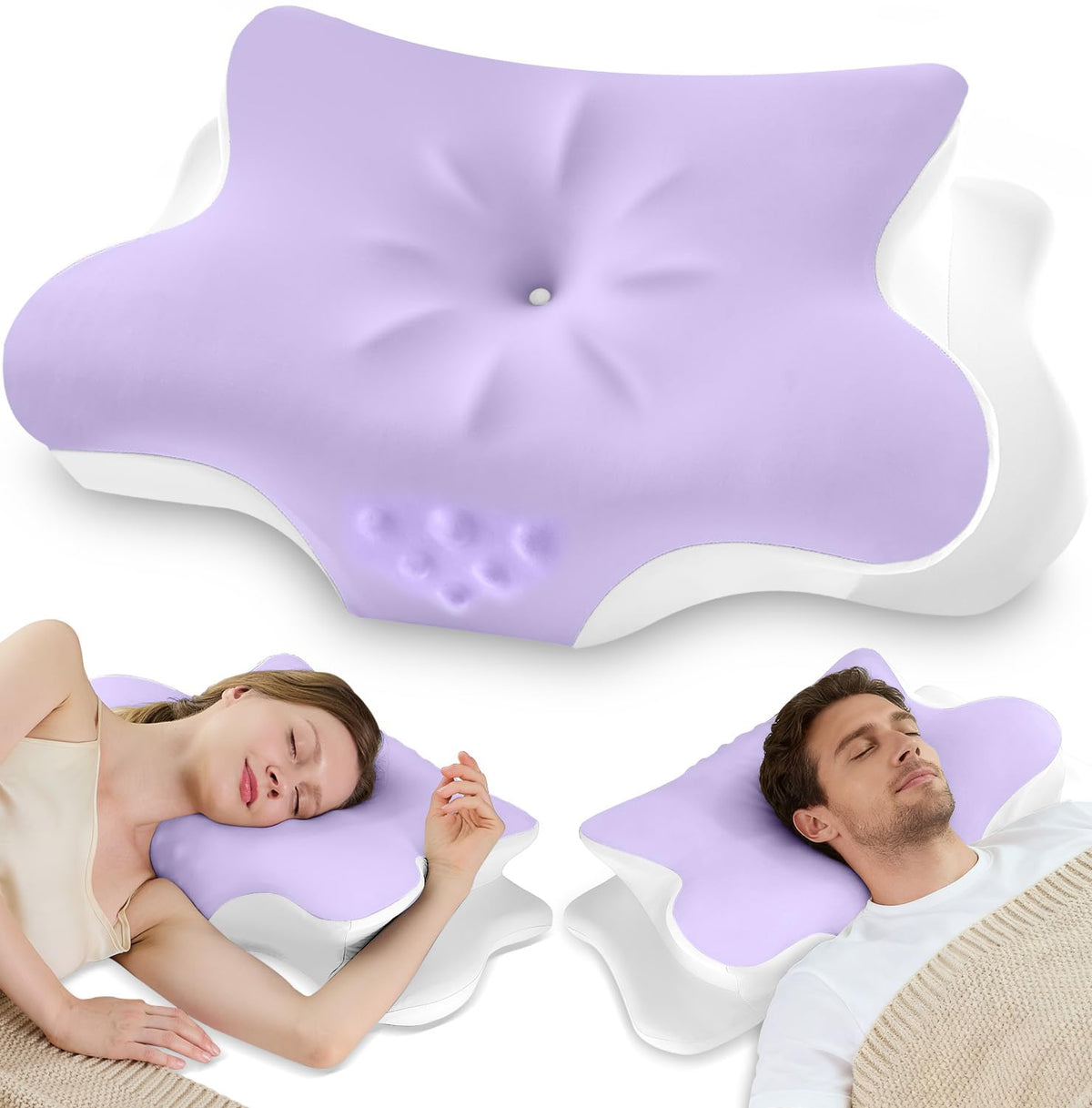 VJASD cervical neck pillow with ergonomic contour supports proper alignment for side sleepers.