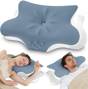 VJASD cervical pillow with ergonomic contour for improved head-neck alignment
