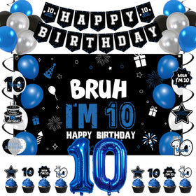 Vlipoeasn 10th birthday backdrop bruh I'm 10 ready for quick party setup.