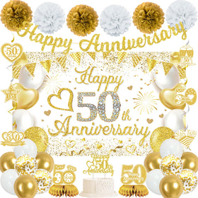 Vlipoeasn 50th anniversary backdrop with glitter gold shine for elegant photos.