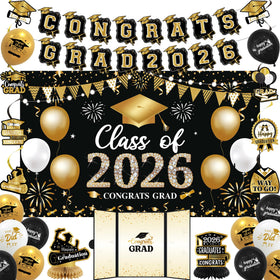 Vlipoeasn black gold 2026 backdrop for striking graduation photos