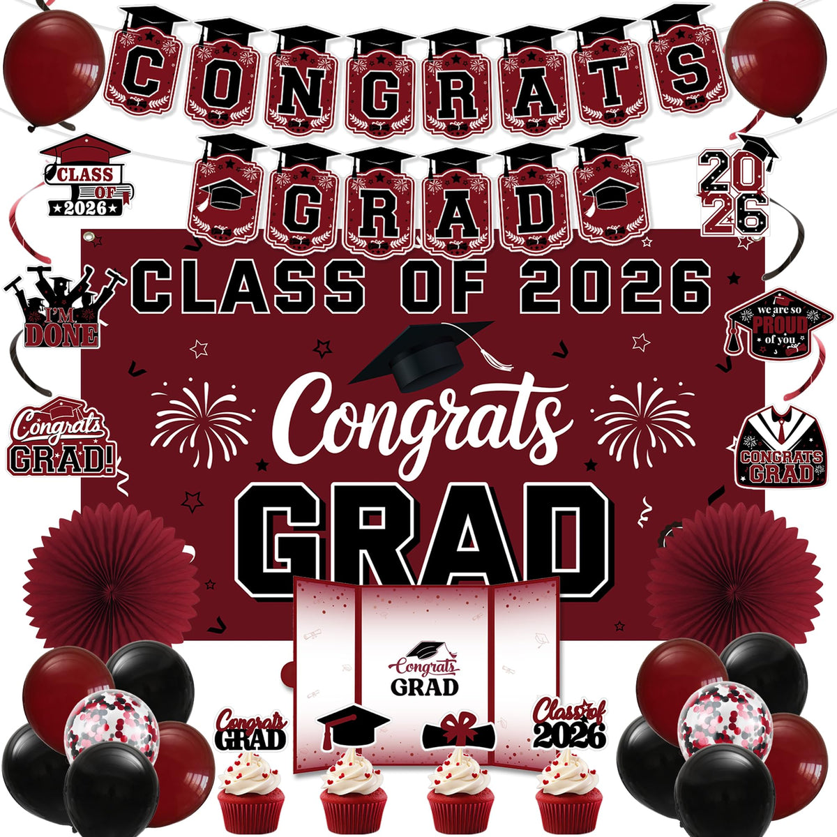 Vlipoeasn burgundy 2026 backdrop for striking graduation photos