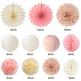 Vlipoeasn dusty pink pompoms add soft ceiling texture for cozy ambiance.