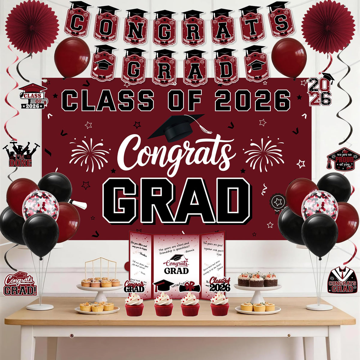 Vlipoeasn graduation decor set for versatile party styling