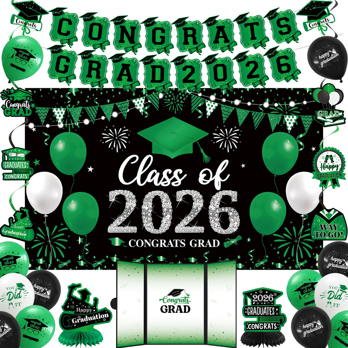 Vlipoeasn green 2026 backdrop enhances photo moments and party ambiance