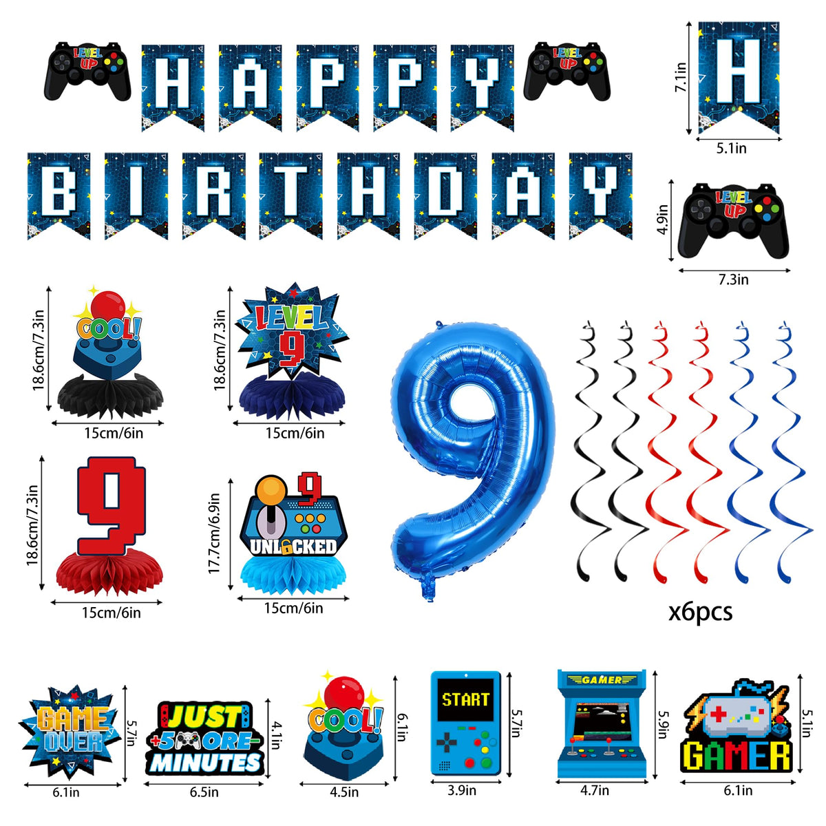 Vlipoeasn Happy Birthday banner adds vibrant gamer vibe.