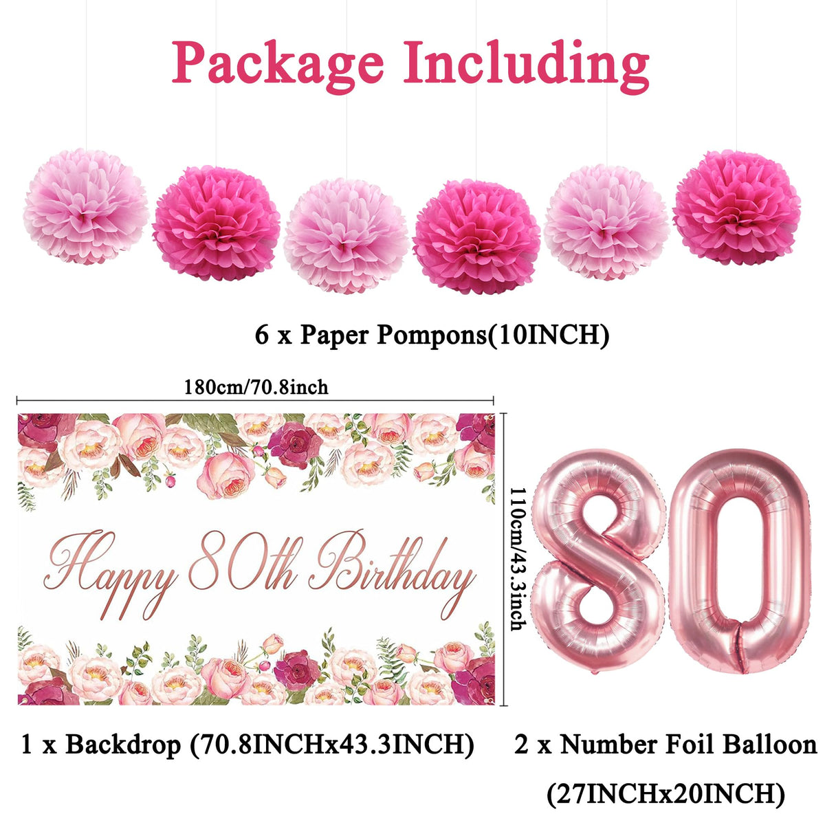 Vlipoeasn Happy Birthday banner with rose gold accents.