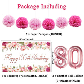 Vlipoeasn Happy Birthday banner with rose gold accents.