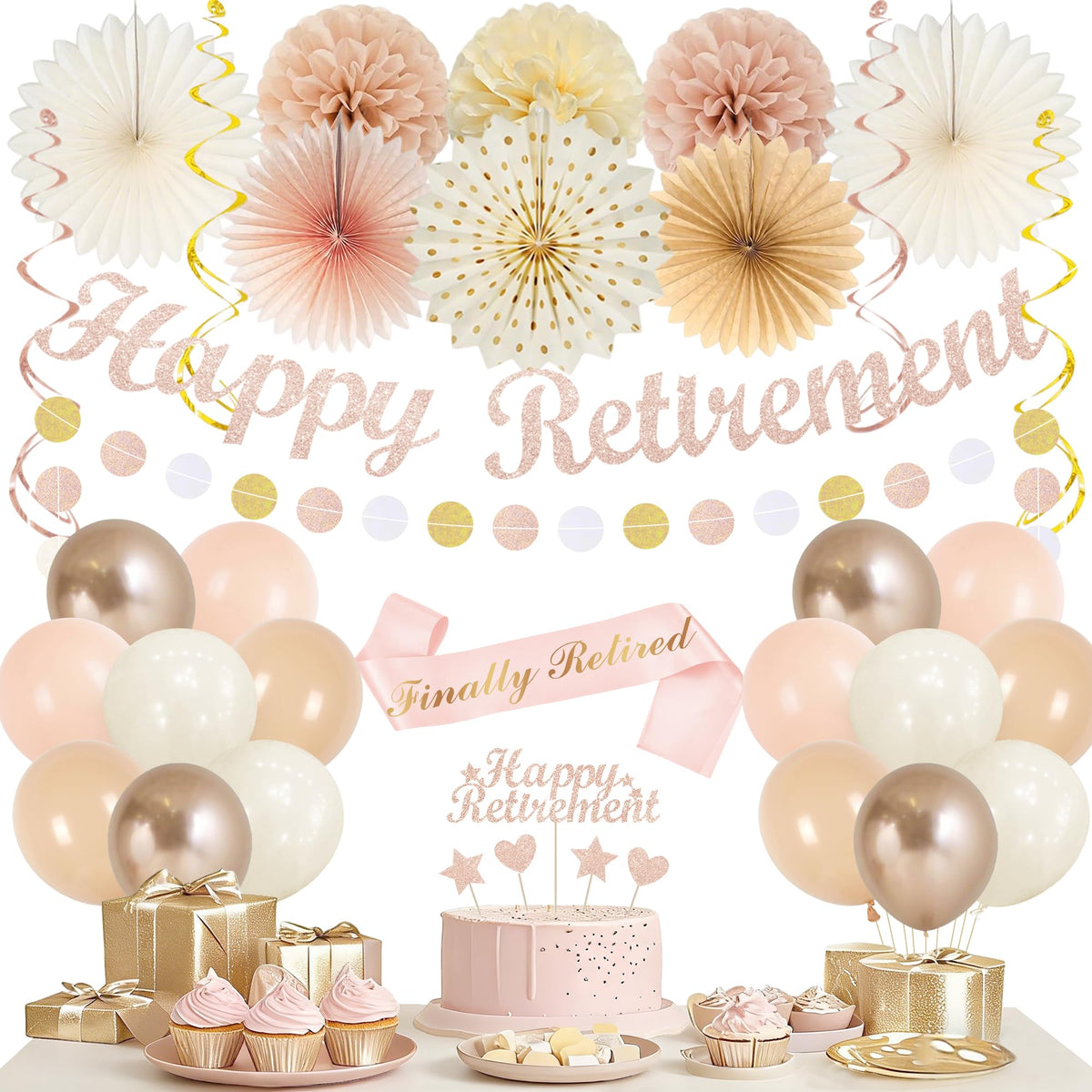 Vlipoeasn Happy Retirement banner enhances the retirement vibe for photos.