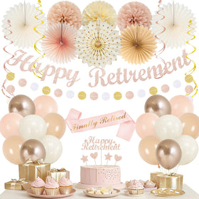 Vlipoeasn Happy Retirement banner enhances the retirement vibe for photos.