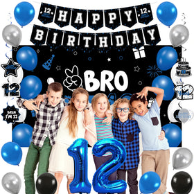 Vlipoeasn latex balloons set in black and blue elevates party decor.