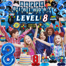 Vlipoeasn number 8 foil balloon provides a bright birthday accent