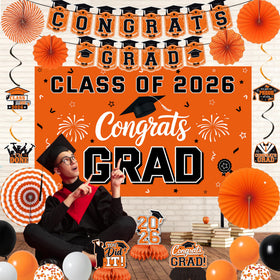 Vlipoeasn orange and black paper fans add depth to party visuals