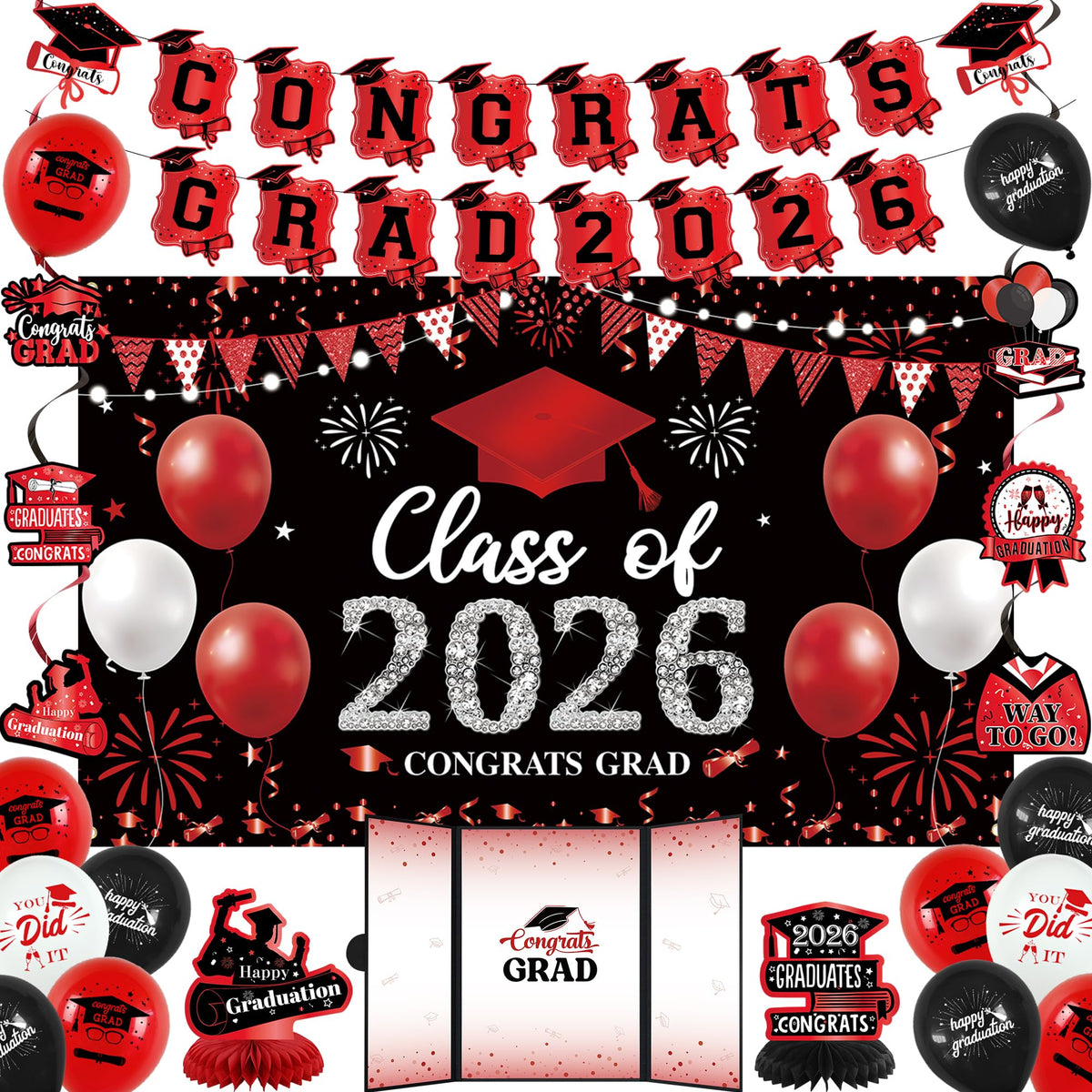 Vlipoeasn red 2026 backdrop banner ideal for memorable class of 2026 photos