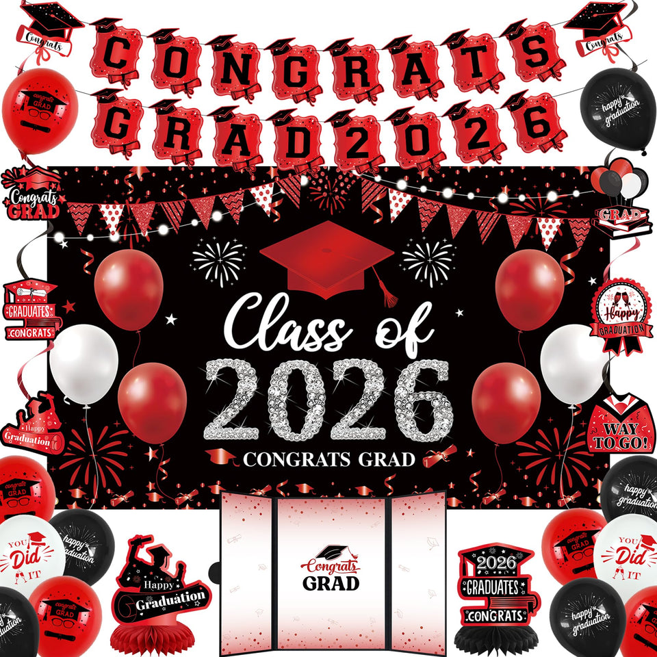 Vlipoeasn red 2026 backdrop banner ideal for memorable class of 2026 photos