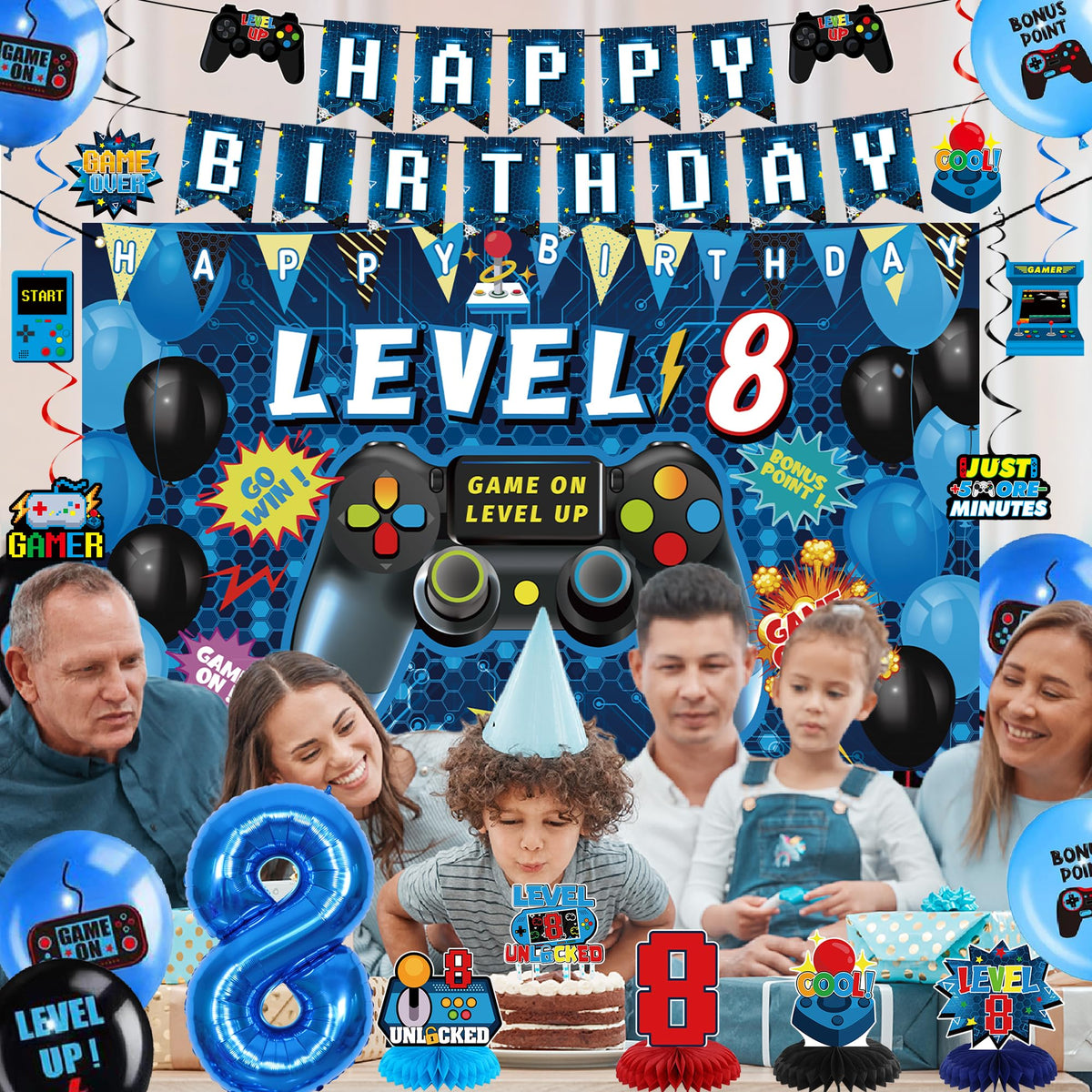 Vlipoeasn video game pattern balloons boost gamer atmosphere
