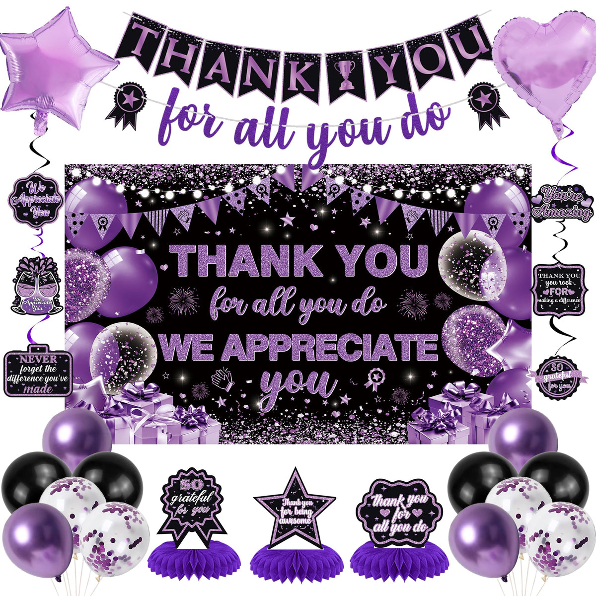 Vlipoeasn backdrop banner ready for a quick, elegant appreciation party backdrop.