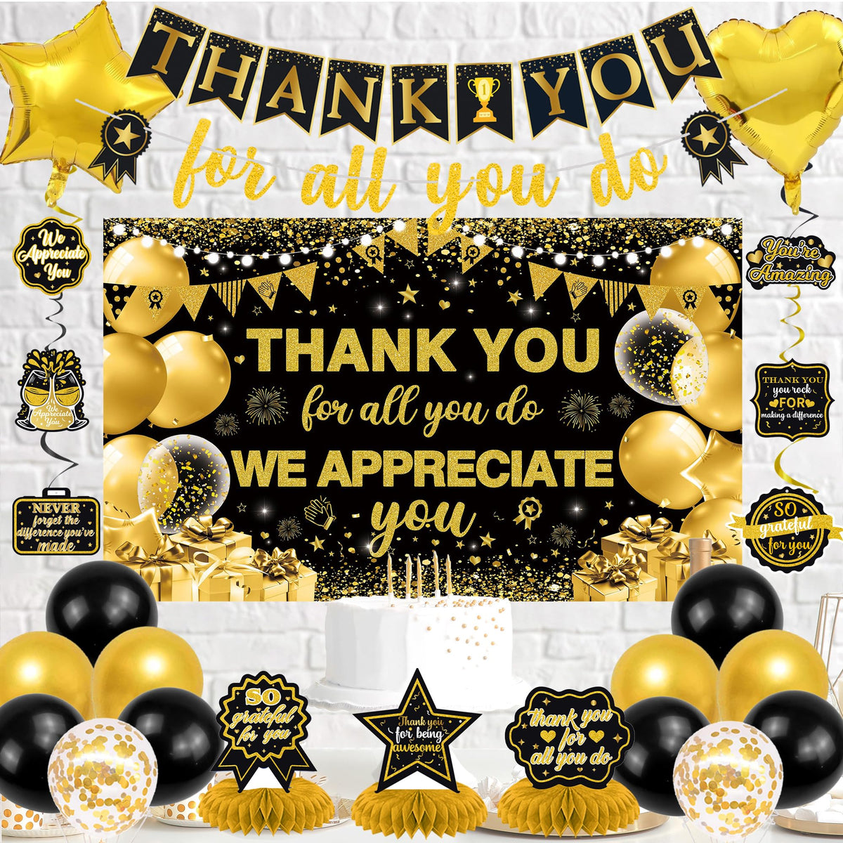 Vlipoeasn balloon set provides ample decor for full party spaces.