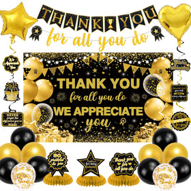 Vlipoeasn we appreciate you banner backdrop perfect for office celebrations.
