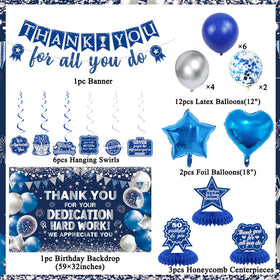 Vlipoeasn foil balloons in blue and silver add festive flair to celebrations.