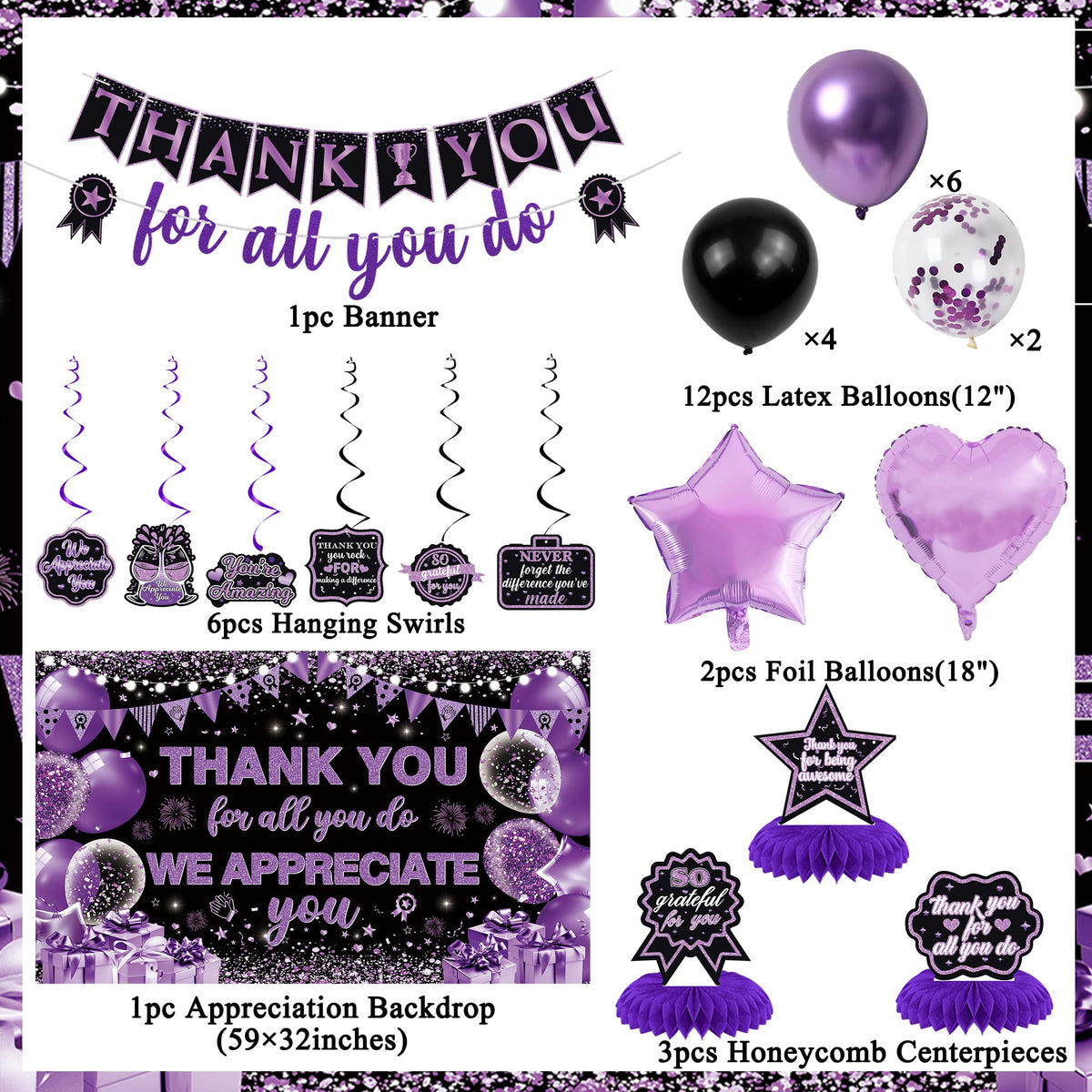 Vlipoeasn foil balloons add festive sparkle for a celebratory staff appreciation.