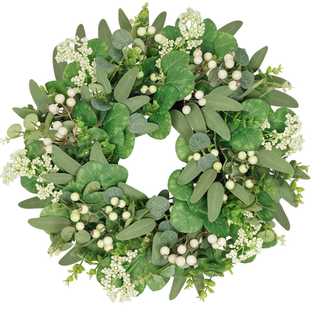 Vlorart 20in artificial greenery wreath for front door enhances year-round curb appeal.