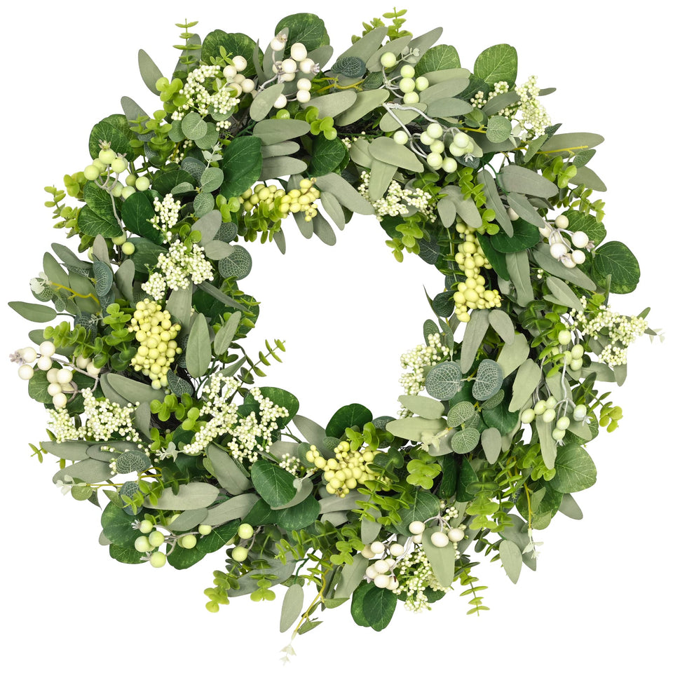 Vlorart 24-inch artificial spring wreath for front door, durable year-round decor