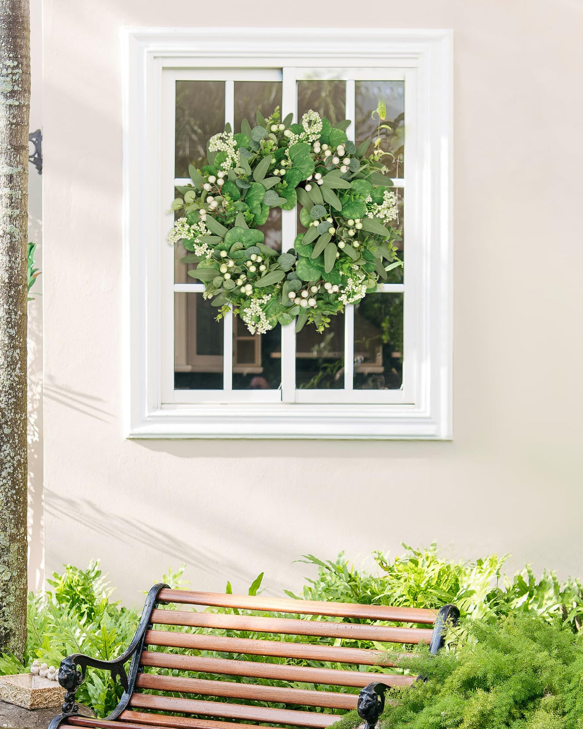 Vlorart all-season wreath suitable for indoors or outdoors on porch or entry.